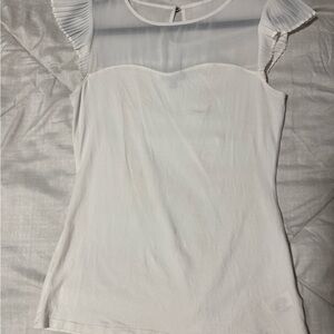 Express White Pleated Cap Sleeve Blouse